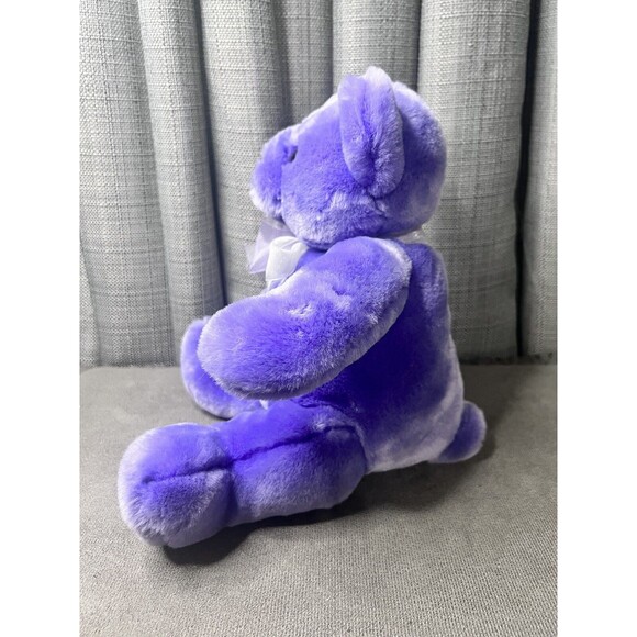 Commonwealth Purple Bear Plush Stuffed Animal Toy Teddy Bow Heart Nose 10 Inch - Picture 11 of 13